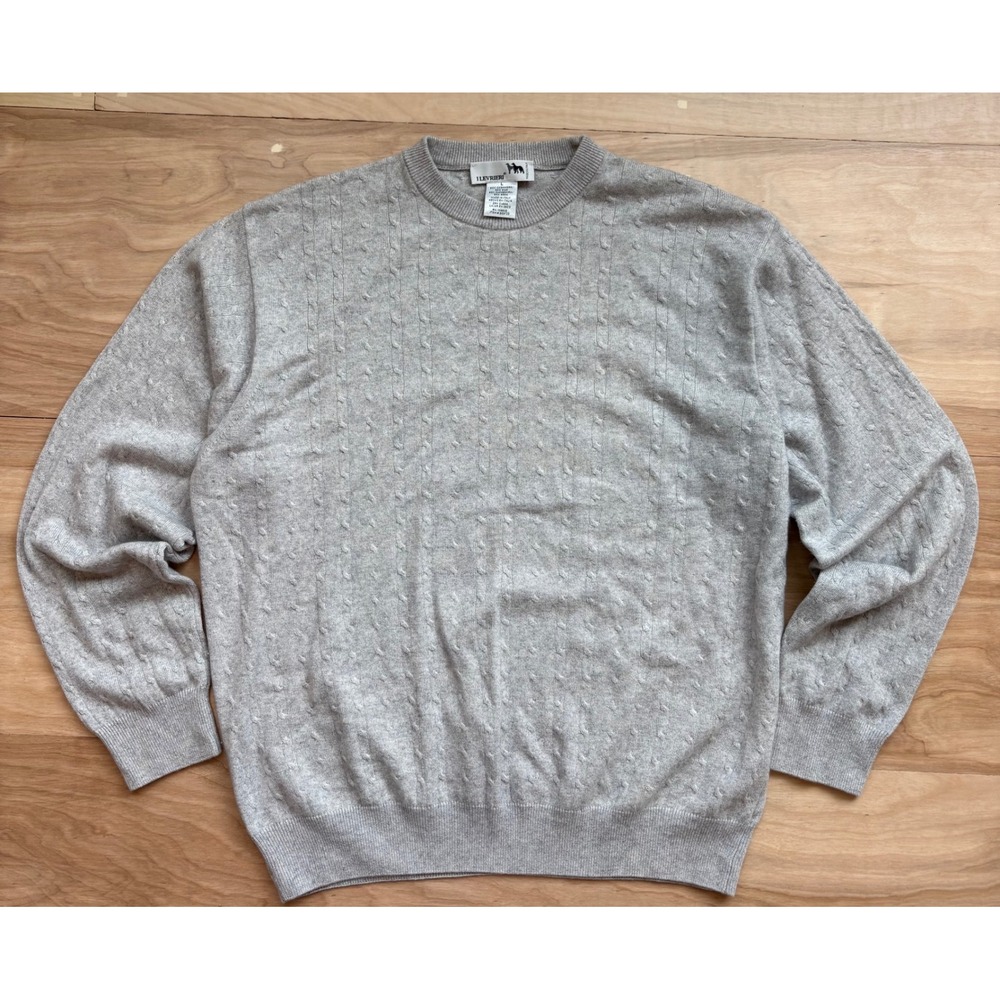 I Levrieri Cashmere Silk Sweater Mens Large Gray Cable Knit Old Money Crewneck